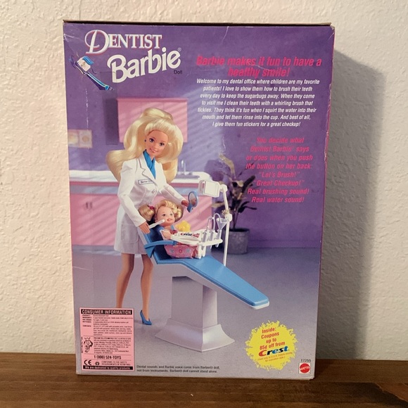 Dentist Barbie Doll Blonde 17255 1997 Patient Talks Tools - Picture 2 of 3